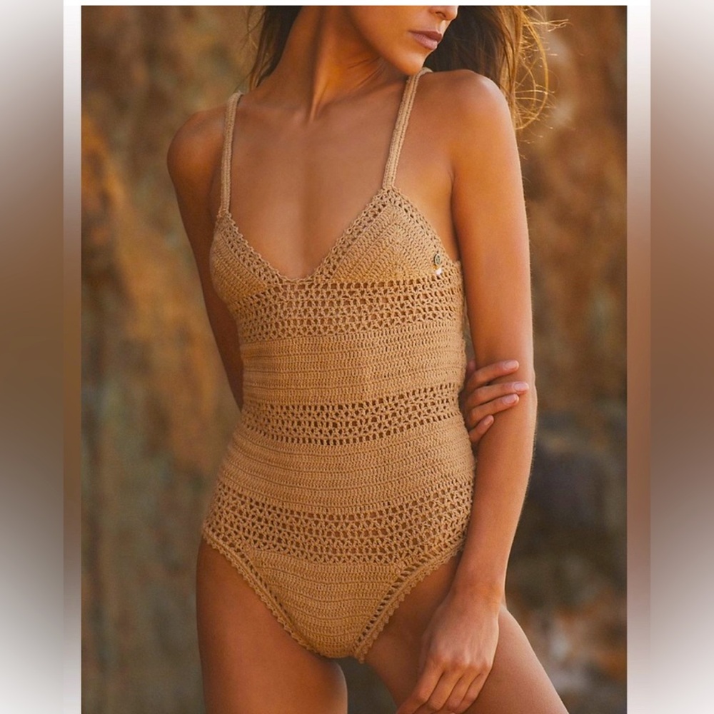 NWT Free People x She Made Me Essential Babydoll OnePiece Crochet Swimsuit Small